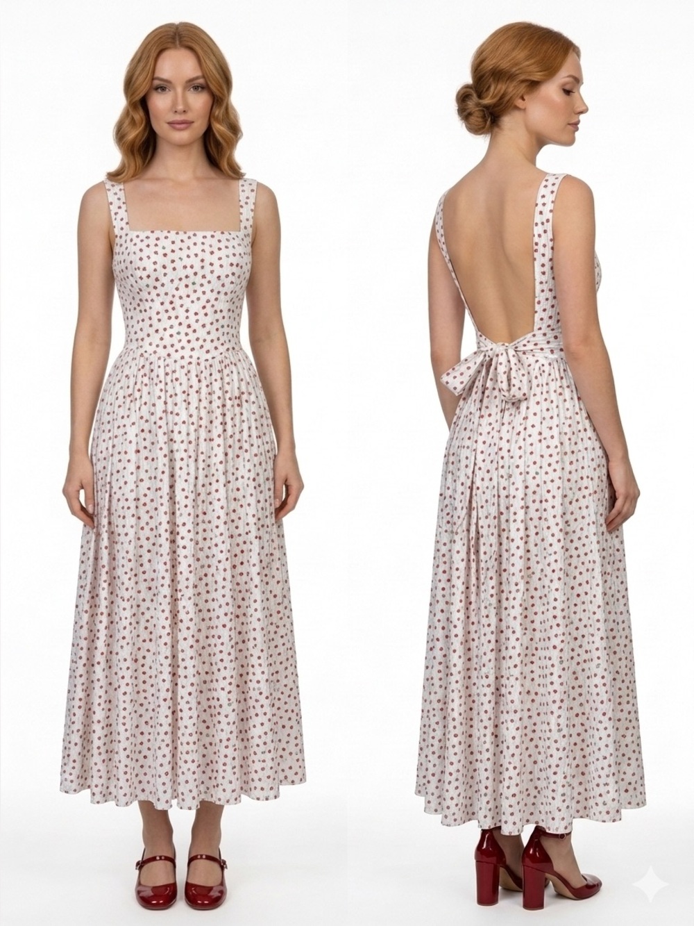 Caroline Constas 
Dainty Rose Floral Open Back Maxi Dress